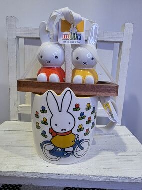 Magenta Miffy Bunny Mug Set with Yellow and Orange Shakers